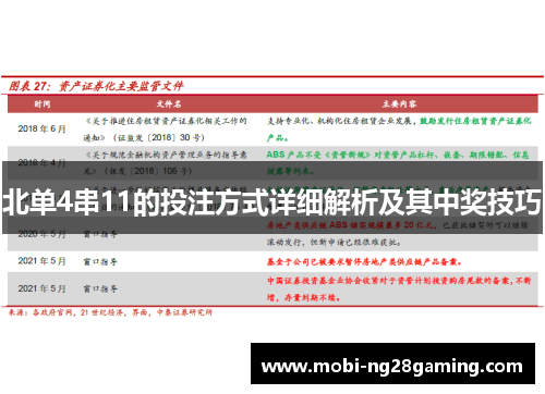 北单4串11的投注方式详细解析及其中奖技巧